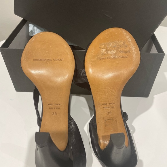 Roberto Del Carlo black leather sling back size 39 BRAND NEW - Picture 3 of 7